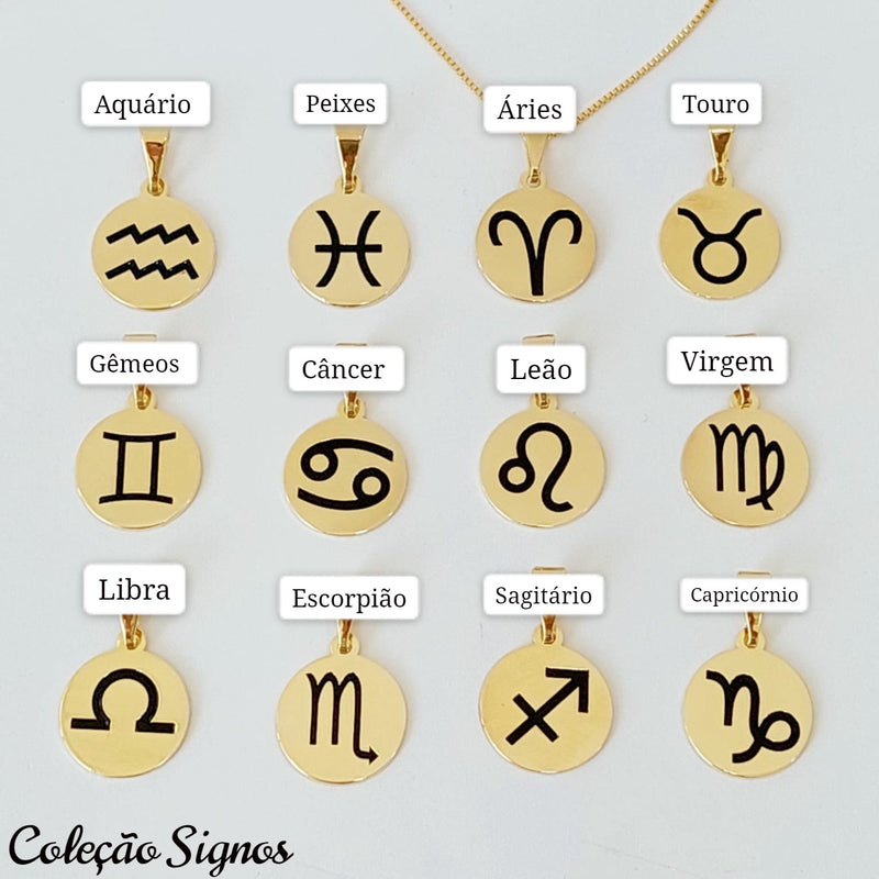 Colar Signos modelo Plaquinha