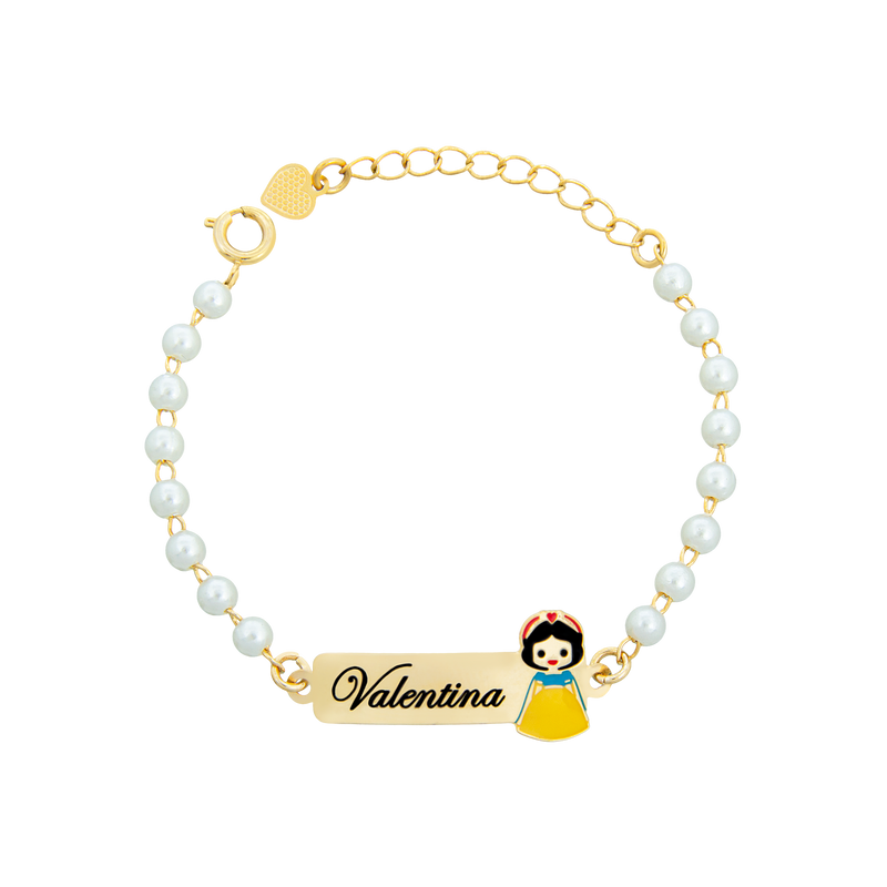 Pulseira Infantil com Nome Personalizado e Branca de Neve